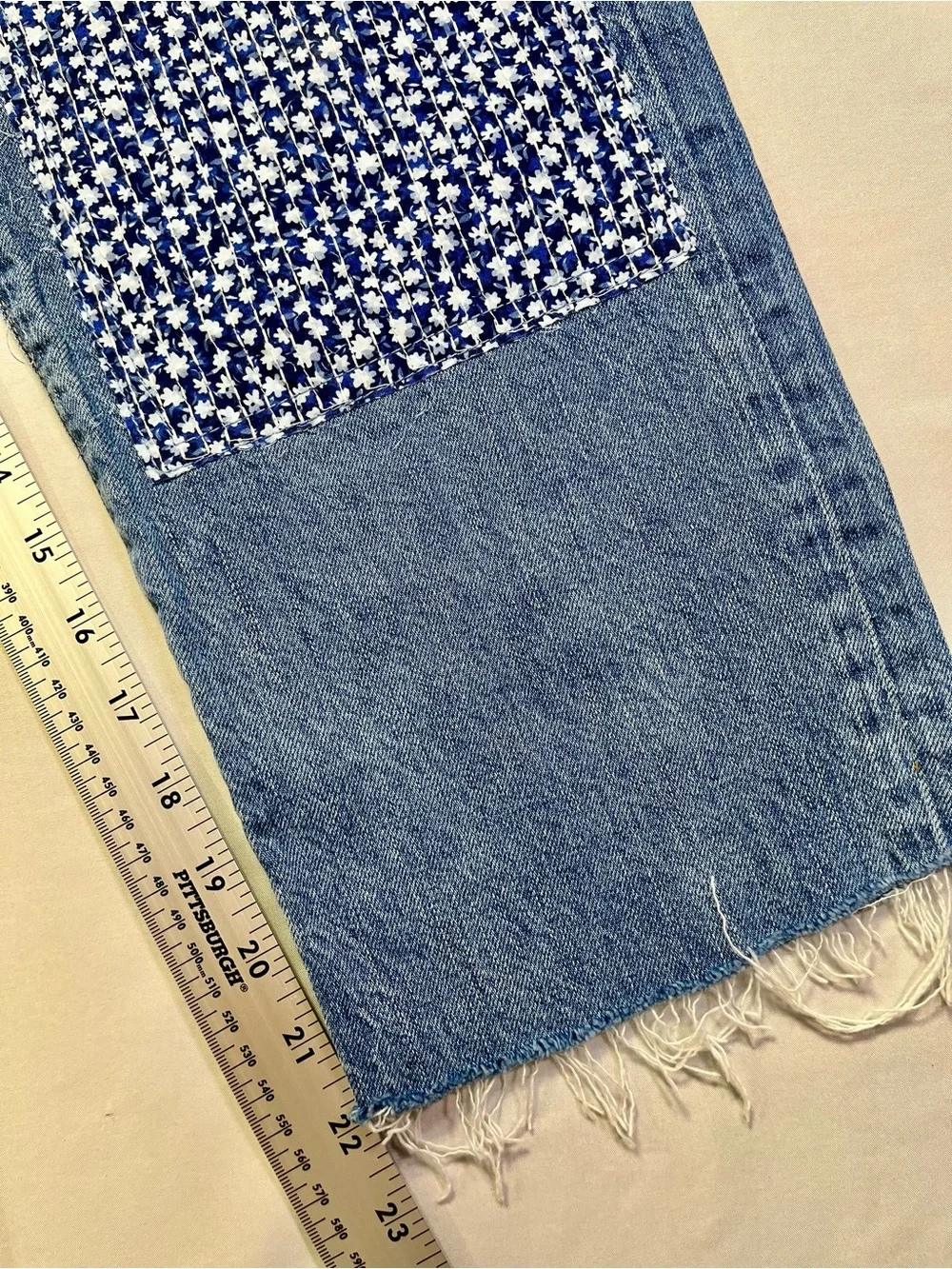 J Crew Premium Slim Boyfriend Patchwork Denim Jeans Cropped Button Fly - 28